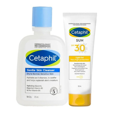 Cetaphil Gentle Skin Cleanser & Sun SPF 30 Light Gel Combo - 118ml+ 100ml