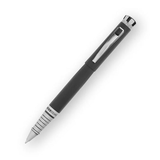 SWISSBRAND Eternia 2511 Matte black Rollerball Pen with black gem embedded in the chrome trim