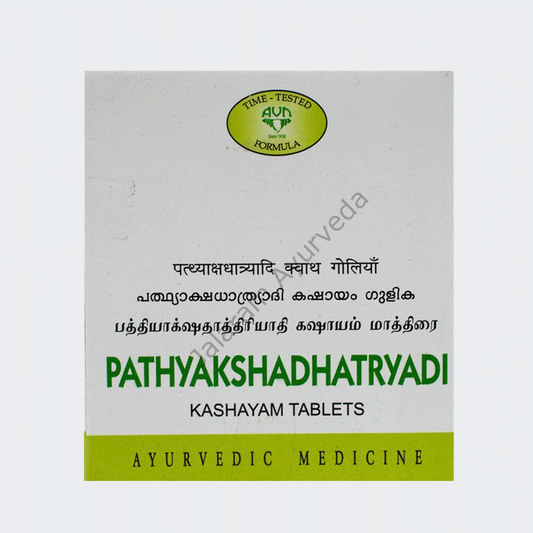 AVN AYURVEDA PATHYAKSHADATRYADI KASHYAM TABLETS – 120 NOS For headaches, earache, hemicranial pain and night blindness.