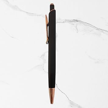Matte Black Metallic Ball Pen with Glossy Rose Gold Clip
