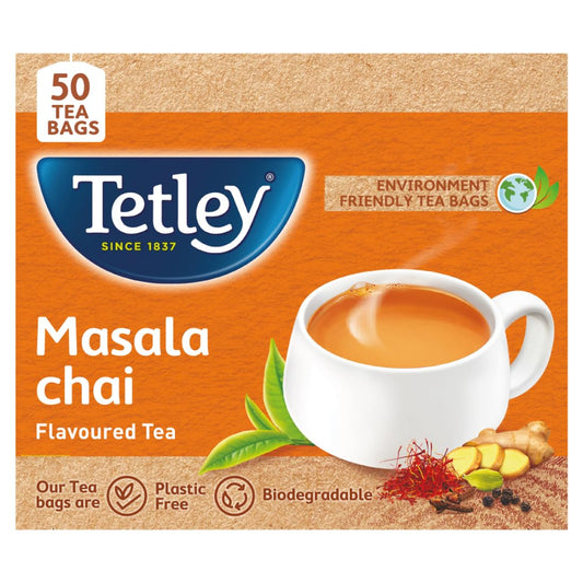 Tetley Masala Chai With Natural Flavour Black Tea Bags - 50 Tea Bags