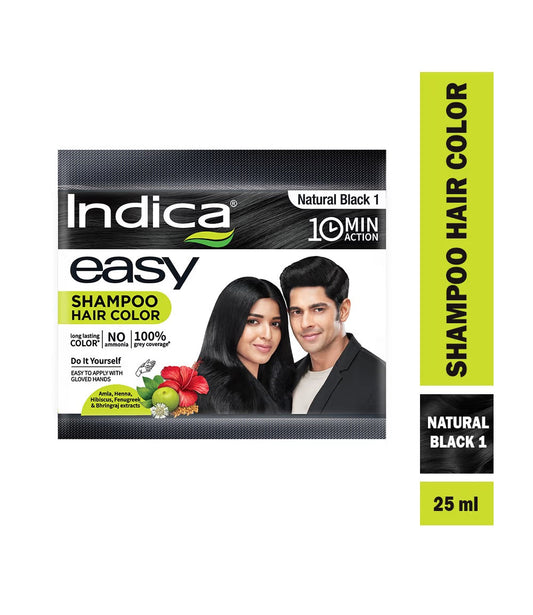 Indica Easy Shampoo Hair Color Natural Black (25ml)