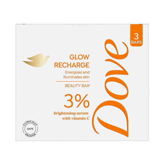 Dove Glow Recharge Serum Beauty Bar with 3% Brightening Serum + Vitamin C - set of 3 (125gx3)