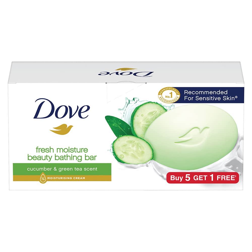Dove Fresh Moisture Beauty Bar With Cucumber & Green Tea Leaves Scent - 75 gm - Set of 6