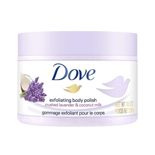 Dove Exfoliating Body Polish Scrub With Crushed Lavender And Coconut Milk - 298 gm