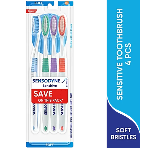 Sensodyne Sensitive Toothbrush - With Soft Rounded Bristles, 4 pcs