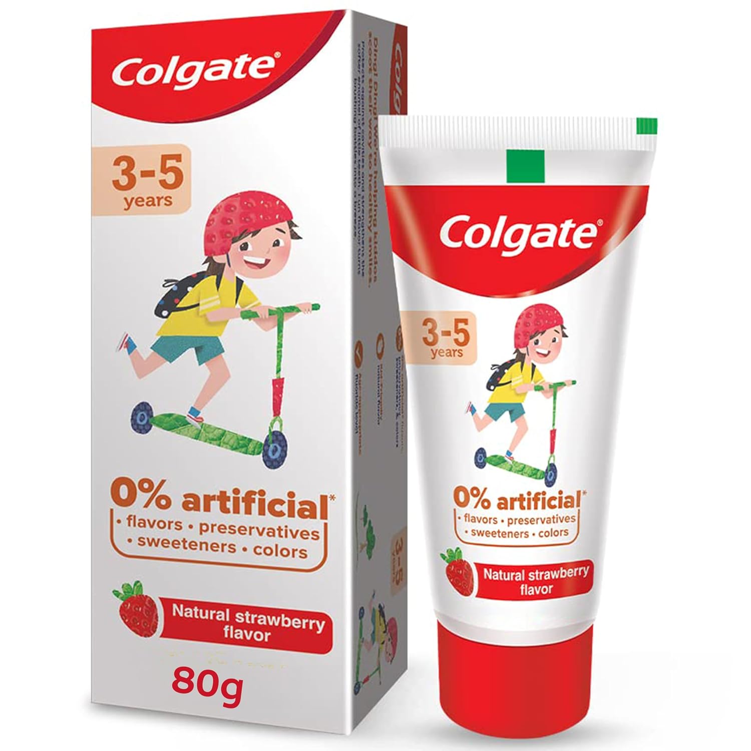 Colgate Toothpaste For Kids (3-5 Years), Natural Strawberry Flavor, Cavity Protection Tooth Paste - 80gm