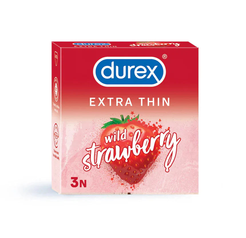 Durex Extra Thin Wild Strawberry Flavoured - 3 Condoms