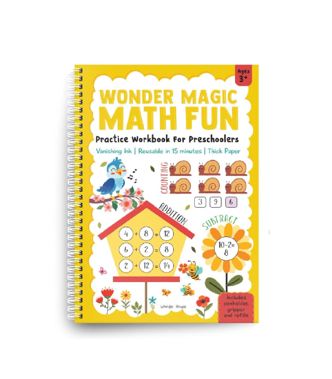 Wonder Magic Maths Practice Workbook for Preschoolers Count, Match & Solve Simple Problems  |  Spiral-bound