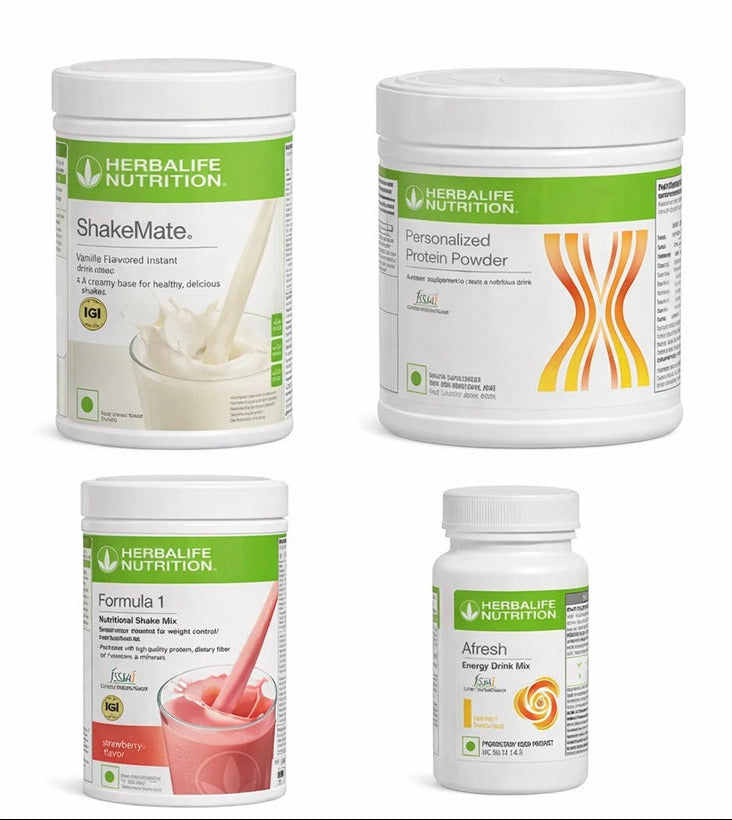 HERBLIFE Nutrition Shake Mix-STRAWBERRY WITH SHAKEMATE AND PROTEIN POWDER -200GM AND AFRESH LEMON
