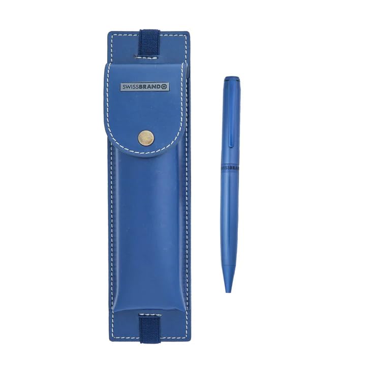 Swissbrand Legacy 2503 Matte Blue Premium Ballpoint Pen & Blue Pen Case