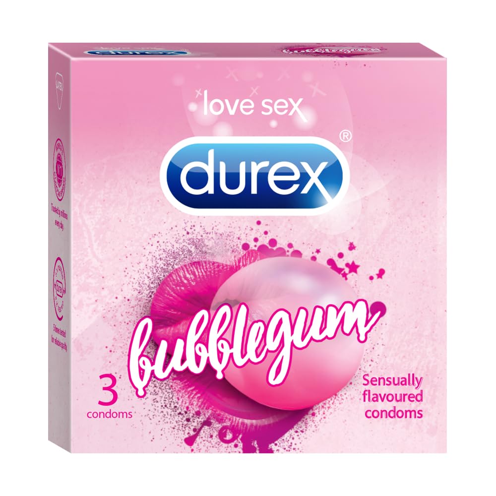 Durex Extra Thin Bubblegum Flavoured Condoms, 3 count