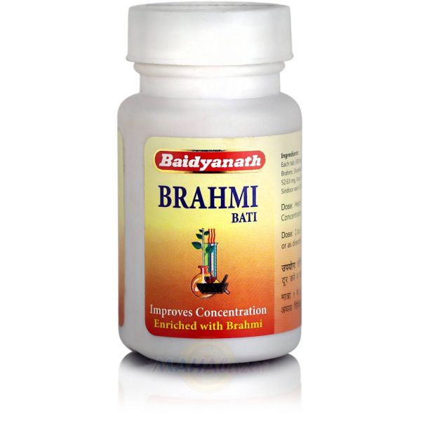 Baidyanath Brahmi Vati (Buddhi Vardhak) (80tab) for depression, psychiatric conditions, sleeplessness, chronic fever, tremors in hands and legs, anxiety