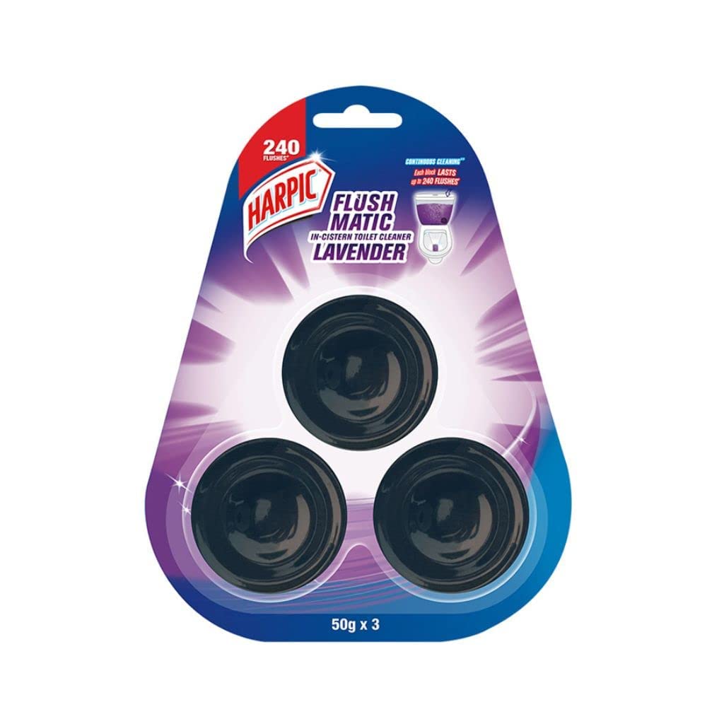 Harpic Flushmatic In-Cistern Toilet Cleaner Block, Lavender, 50 gm (Pack of 3)