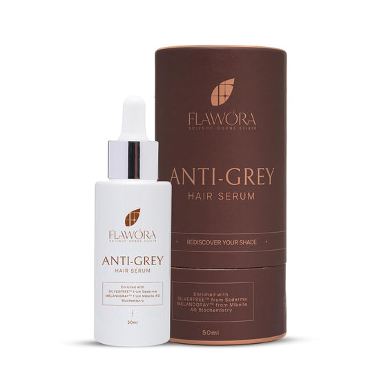 Flawora Anti-Grey Hair Serum With 1.5% Silverfree And 2% Melanogrey For Reversing Grey Hair - 50 ml