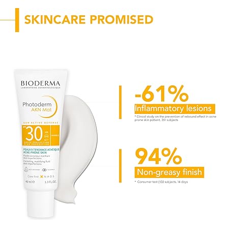 Bioderma Photoderm AKN Mat Sunscreen SPF 30 PA++++ For Acne Prone Skin - 40 ml