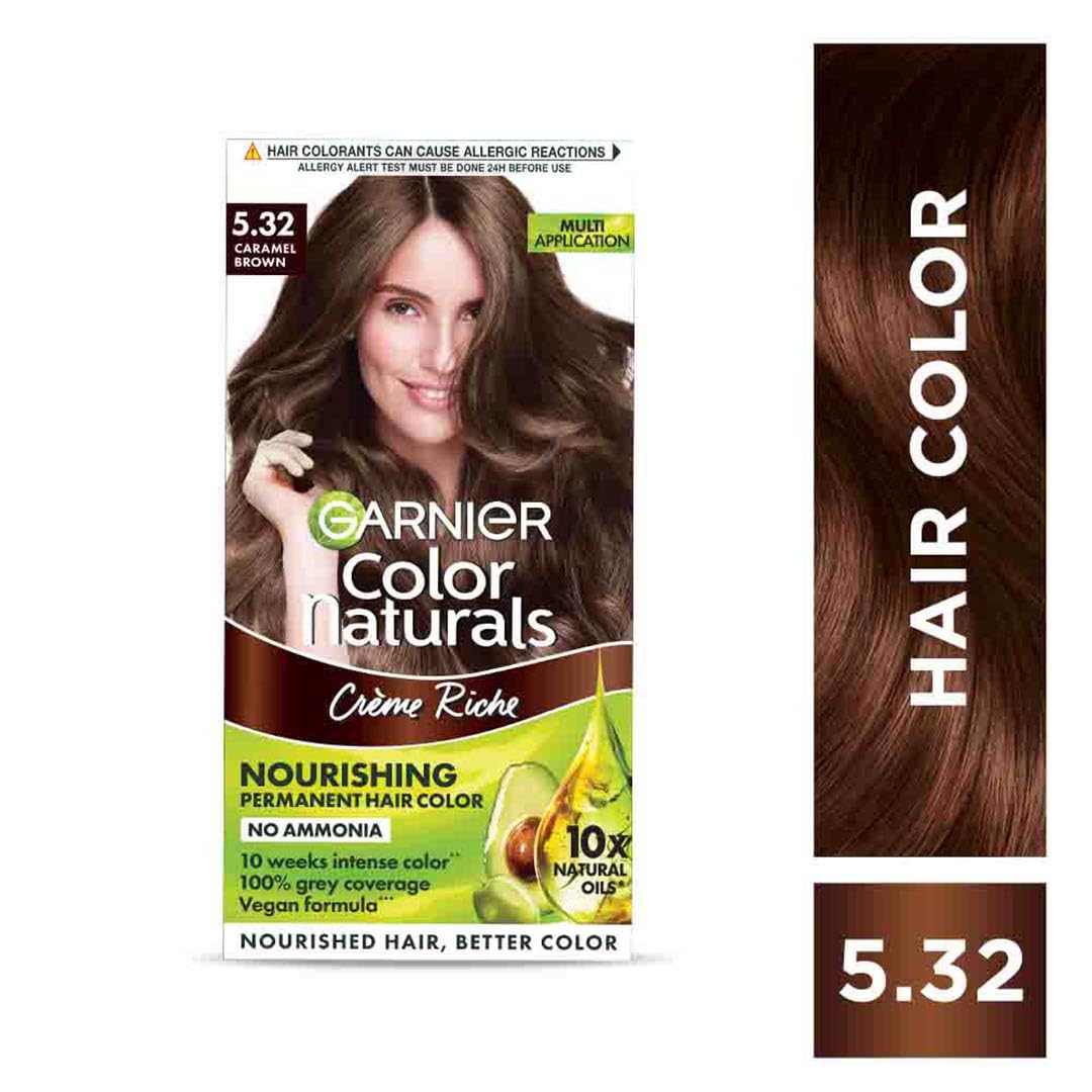 Garnier Color Naturals Creme Riche Hair Color - Shade 5.32 Caramel Brown - 70ml + 60gm
