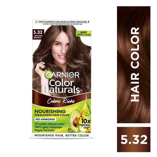 Garnier Color Naturals Creme Riche Hair Color - Shade 5.32 Caramel Brown - 70ml + 60gm