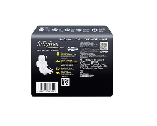Stayfree Advanced All Nights Ultra-Soft XXL Sanitary Napkin Pads - 7 Units
