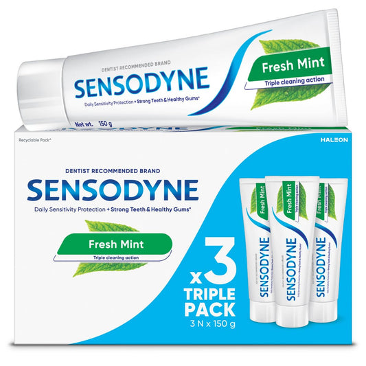 Sensodyne Toothpaste Fresh Mint|Daily Sensitivity Relief Tooth Paste Combo Pack - 450gm (150gm x 3)|
