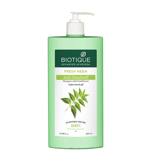 Biotique Fresh Neem Anti-Dandruff Shampoo With Conditioner - 650 ml