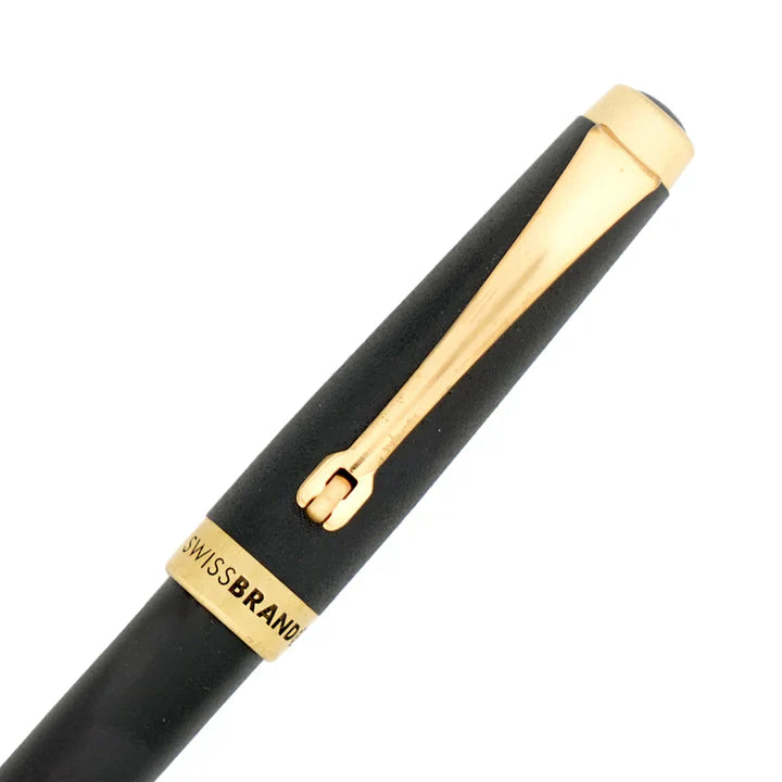 SWISSBRAND Echelon 2519 Matte black gold Rollerball Pen with gold trim