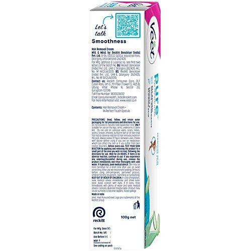 Veet Pure Aloe Vera Hair Removal Cream For Sensitive Skin, 100 g