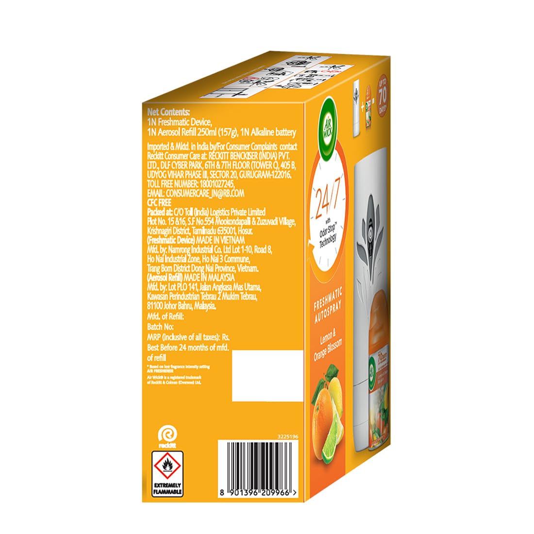 Air Wick 250 ml - Lemon & Orange Blossom, Refill + Automatic Spray| Freshmatic Air Freshener Kit