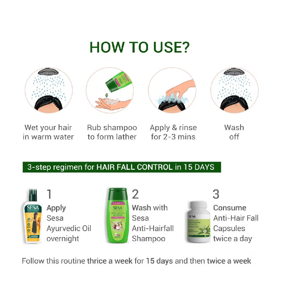sesa Ayurvedic Anti-Hair Fall Shampoo with Bhringraj and Onion for Soft & Shiny Hair (200 ml)