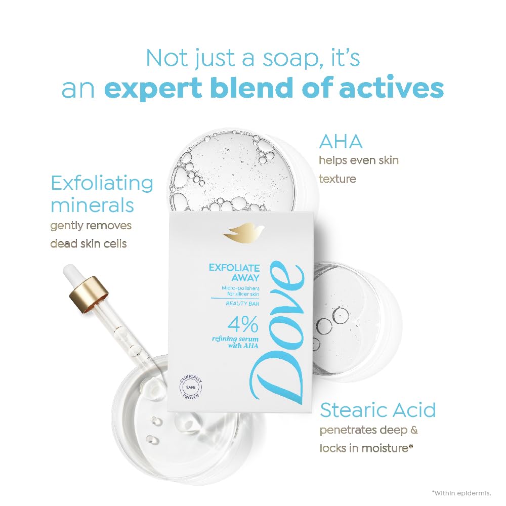 Dove Exfoliate Away Serum Beauty Bar with 4% Refining Serum + AHA - set of 3 (125gx3)