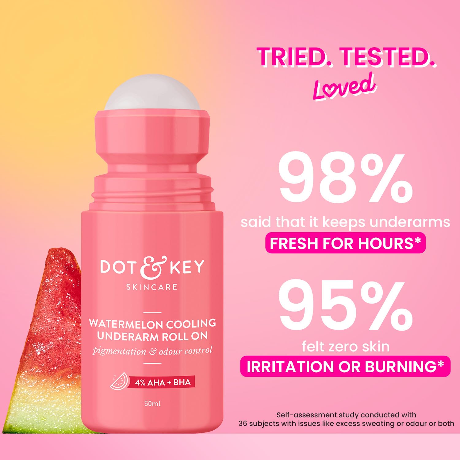 Dot & Key Watermelon Underarm Roll On Deodorant With 4% AHA + BHA - 50 ml