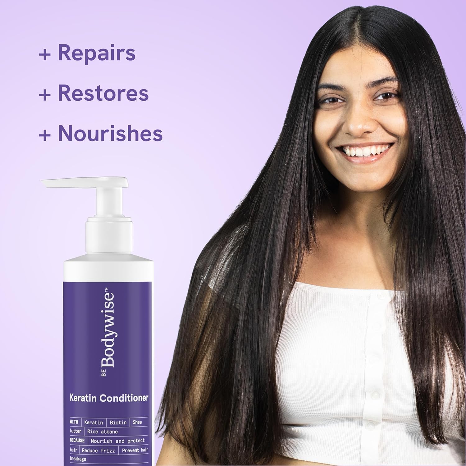 BeBodywise Keratin Hair Fall Control Shampoo - 250ml & Conditioner - 200ml
