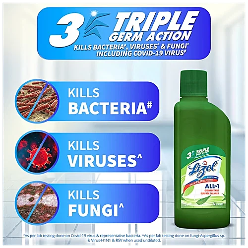 Lizol Disinfectant Surface & Floor Cleaner Liquid - Neem, 200 ml