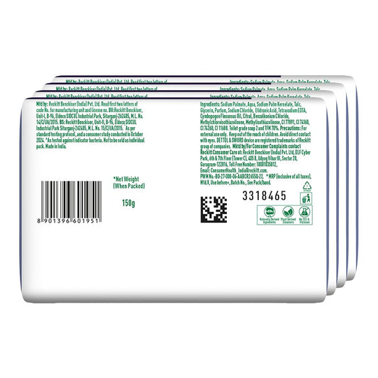 Dettol Cologne Fresh Bathing Soap Bar with 12hr Freshness 150g Pack of 4, (600gm)