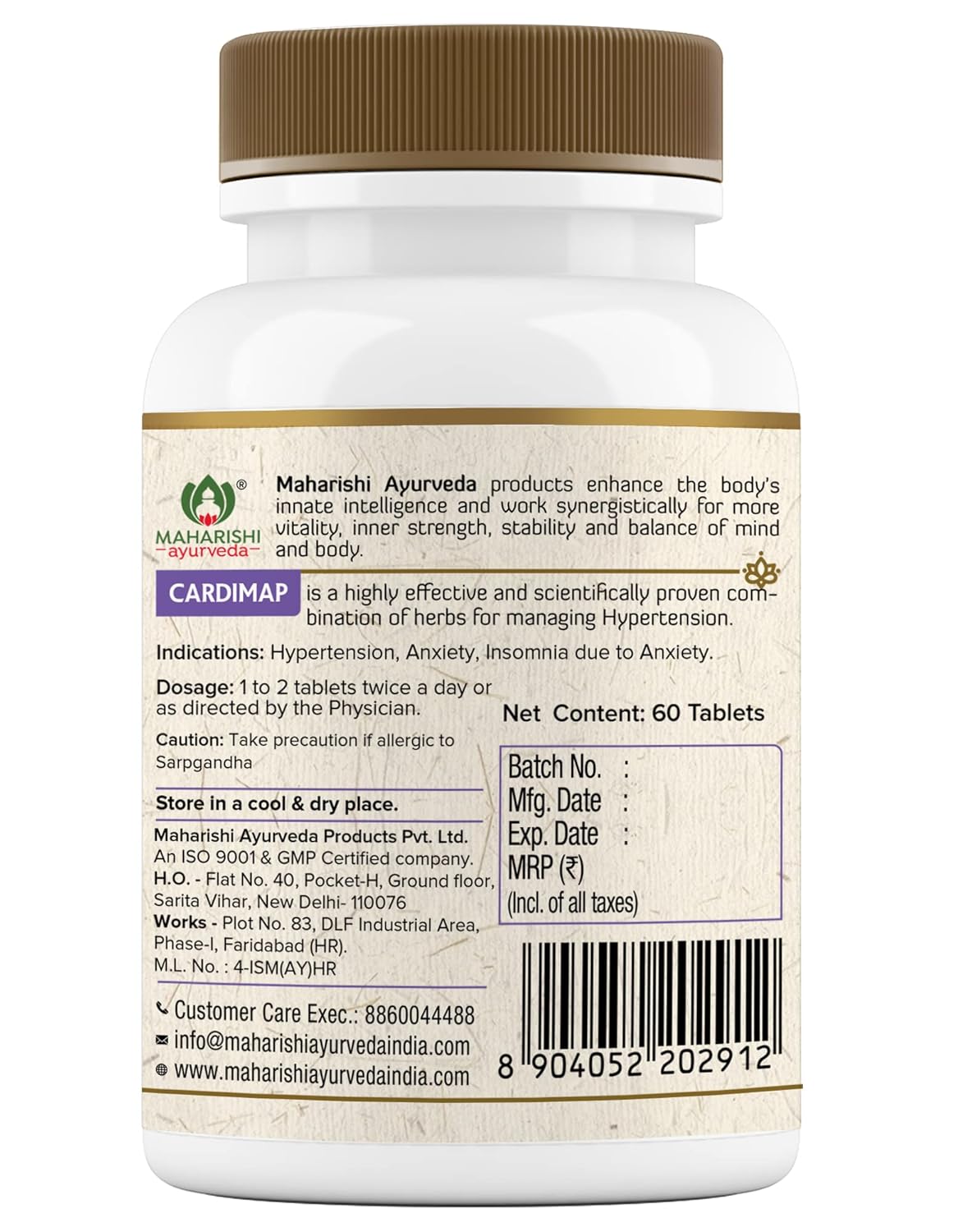 Maharishi Ayurveda Cardimap | Helps Normalises Blood Pressure Naturally 60 Tablets x 2