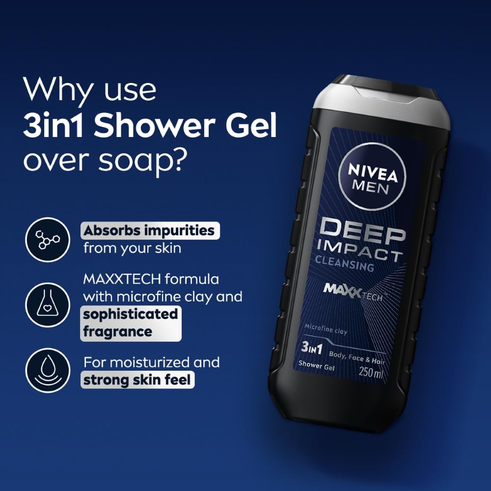 Nivea Men Deep Impact Cleansing Shower Gel - 250 ml