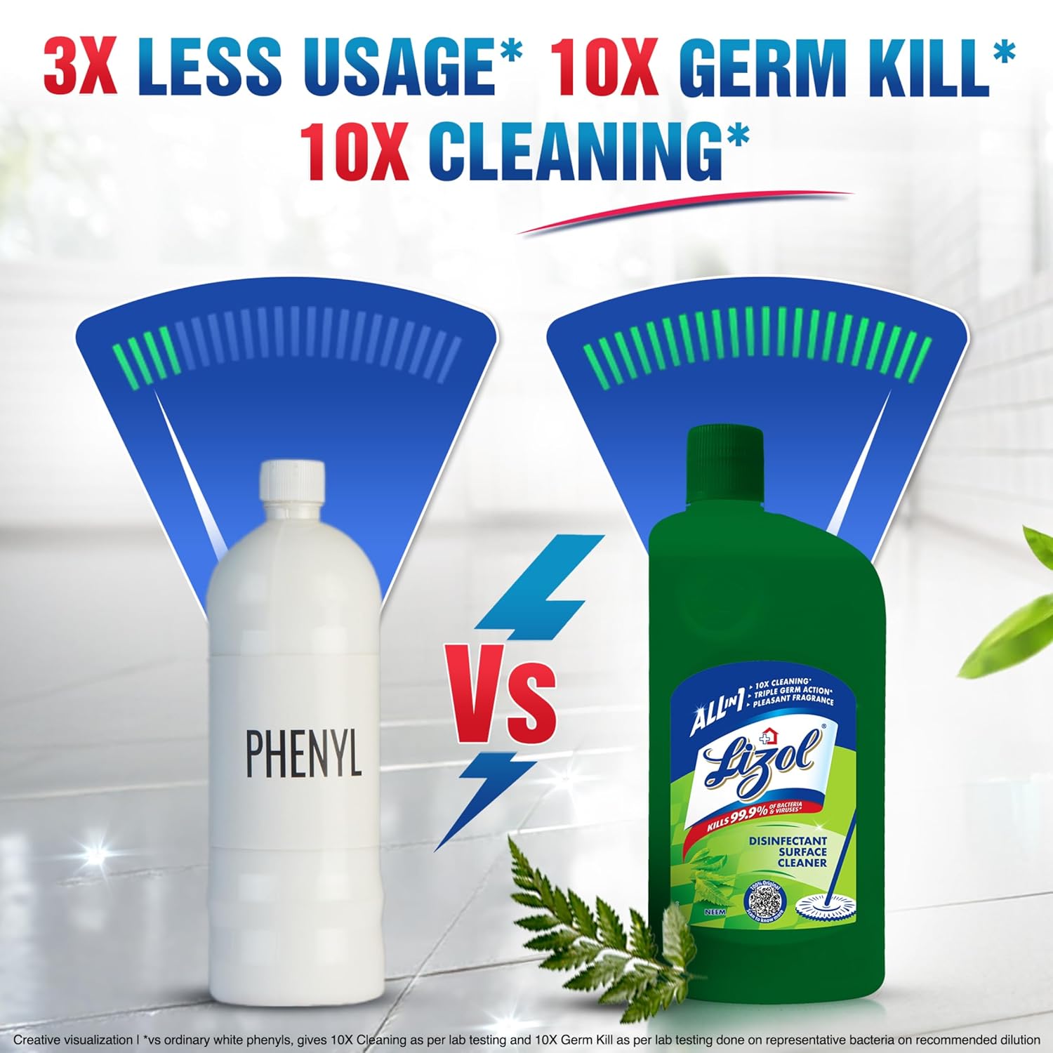 Lizol Disinfectant Surface & Floor Cleaner Liquid, Neem - 500 ml