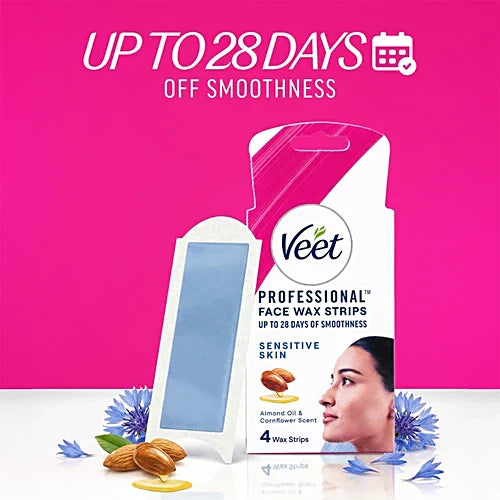 Veet Face Wax Strips For Women For Sensitive Skin, 4 pcs
