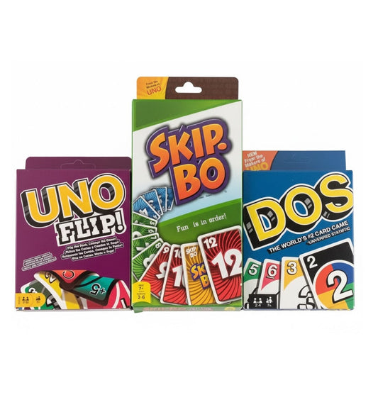 UNP Flip , UNO Skip Bo & UNO DOS Card Game  Combo (Pack Of 3) | Friends, Family & Travel