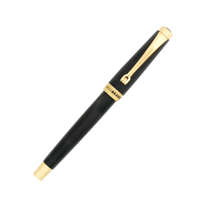 SWISSBRAND Echelon 2519 Matte black gold Rollerball Pen with gold trim