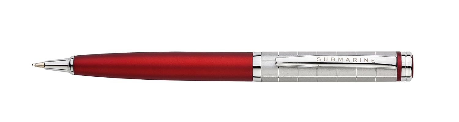 Ball Pen and Roller Pen with Silver Clip Hexa Set (Grey/Red)
