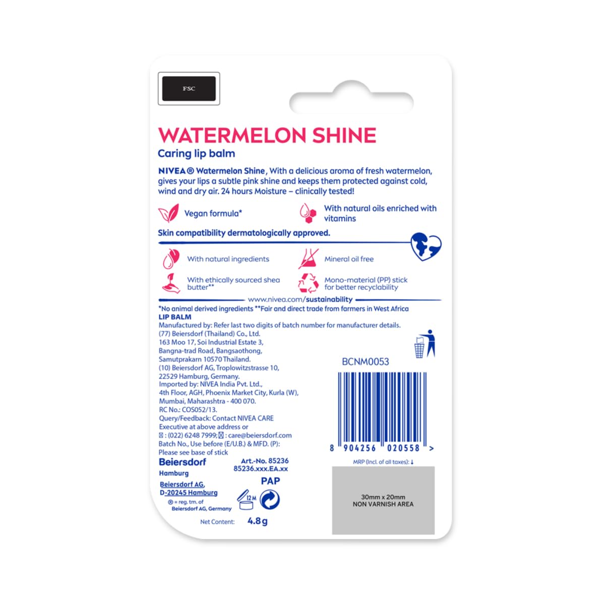 Nivea Lip Balm - WaterMelon Shine - 4.8 gm