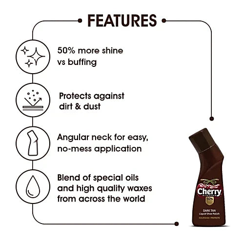Cherry Blossom Dark Tan Liquid Shoe Polish, 75 ml