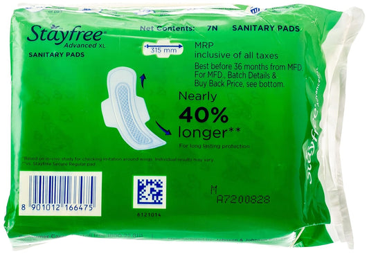 Stayfree Advanced Xl Ultra Comfort Sanitary Napkins With Wings (7 Count)