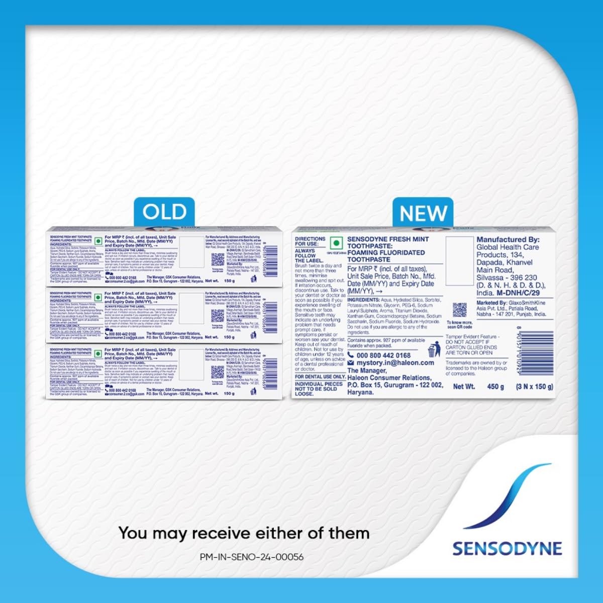 Sensodyne Toothpaste Fresh Mint|Daily Sensitivity Relief Tooth Paste Combo Pack - 450gm (150gm x 3)|