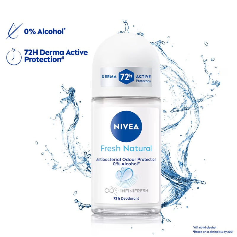 Nivea Fresh Natural Roll On 48 H Smooth & Beautiful Underarms For Women - 50 ml