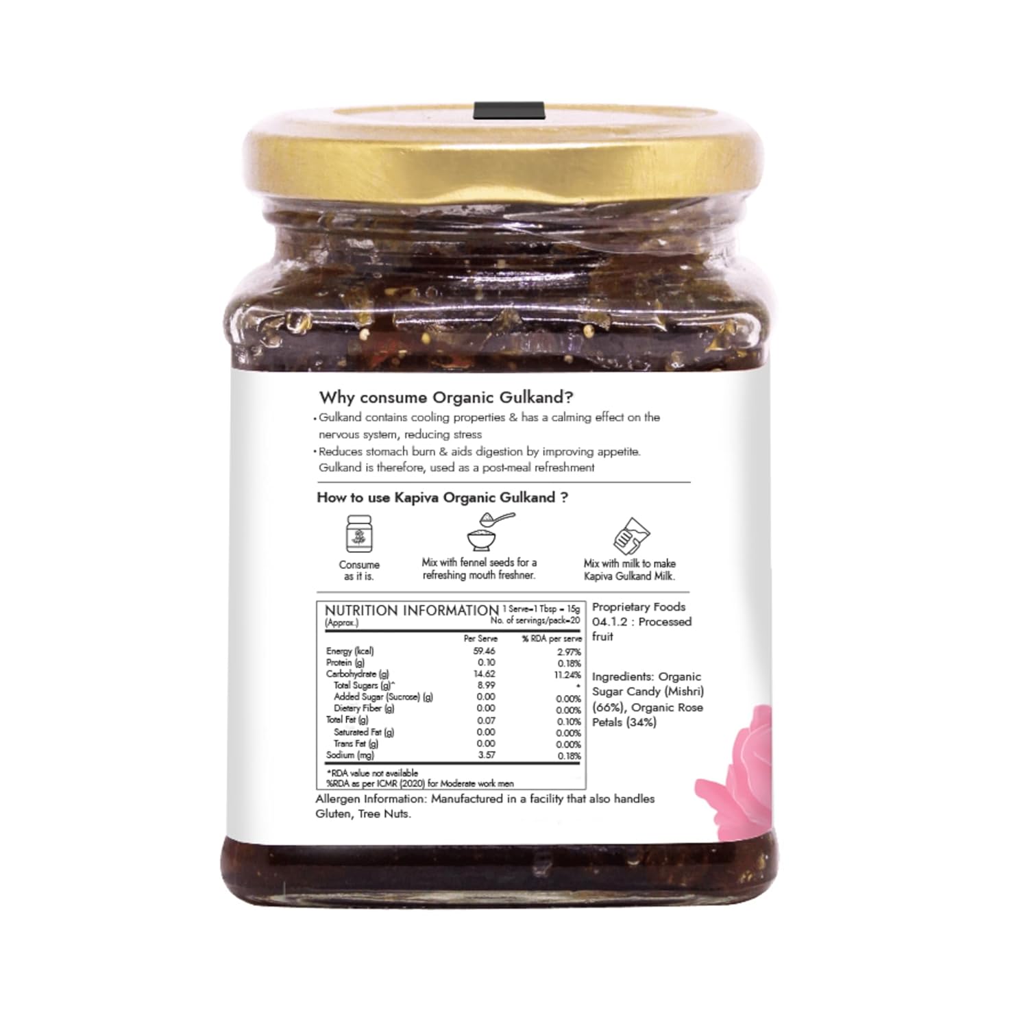 Kapiva Ayurveda Pure Foods Organic Gulkand - 300 gm