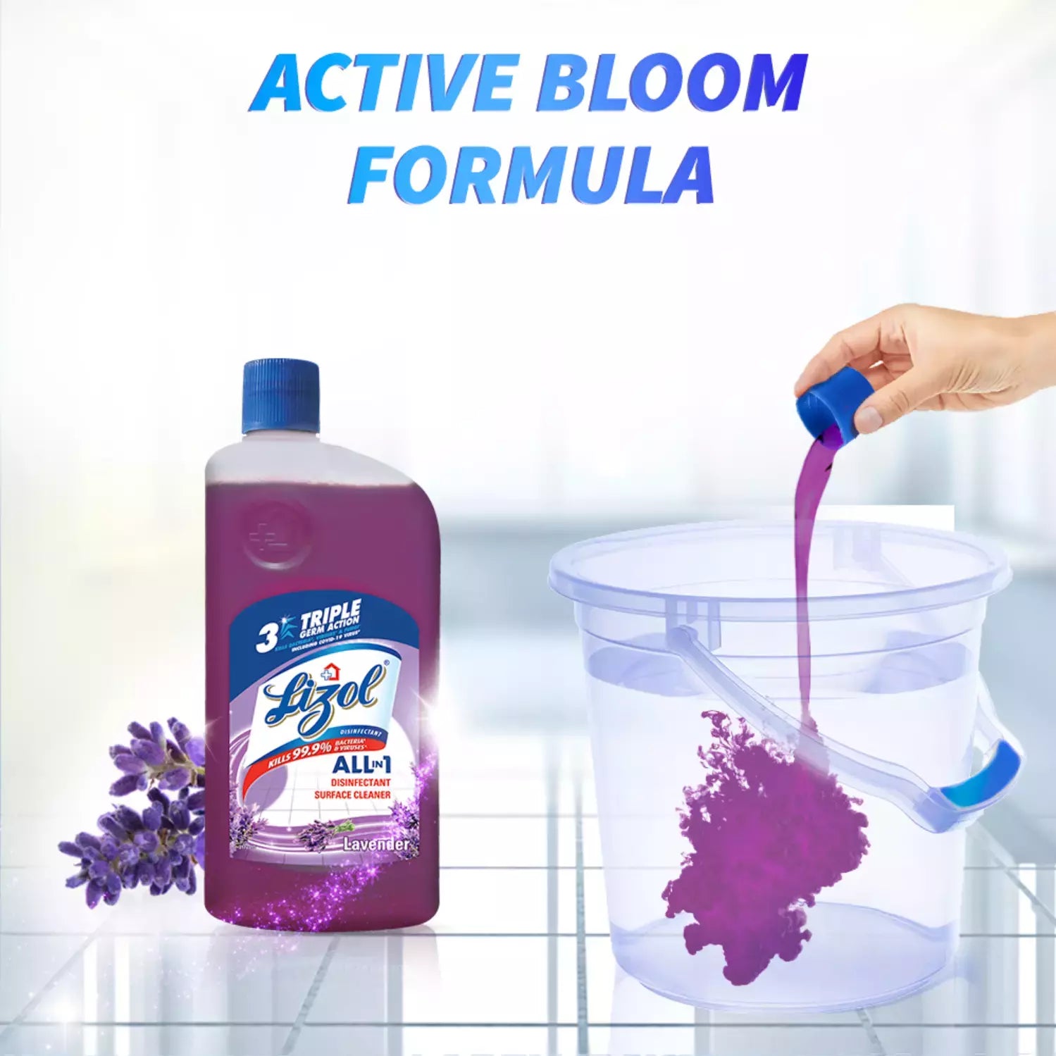 Lizol Lavender Disinfectant Floor Cleaner Liquid Bottle Of 975 Ml