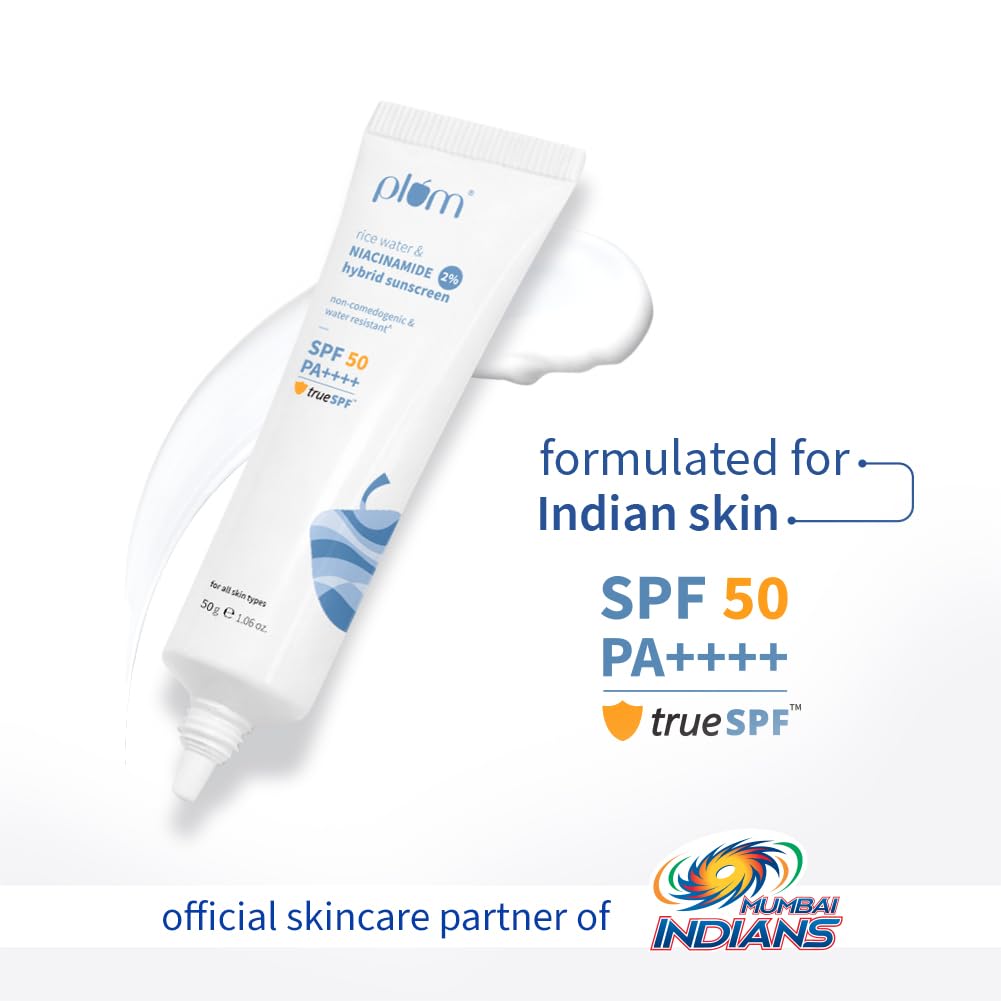 Plum 2% Niacinamide Sunscreen SPF 50 PA+++ UVA/B - Reduces Tan, No White Cast, Dermat Tested - 50 gm