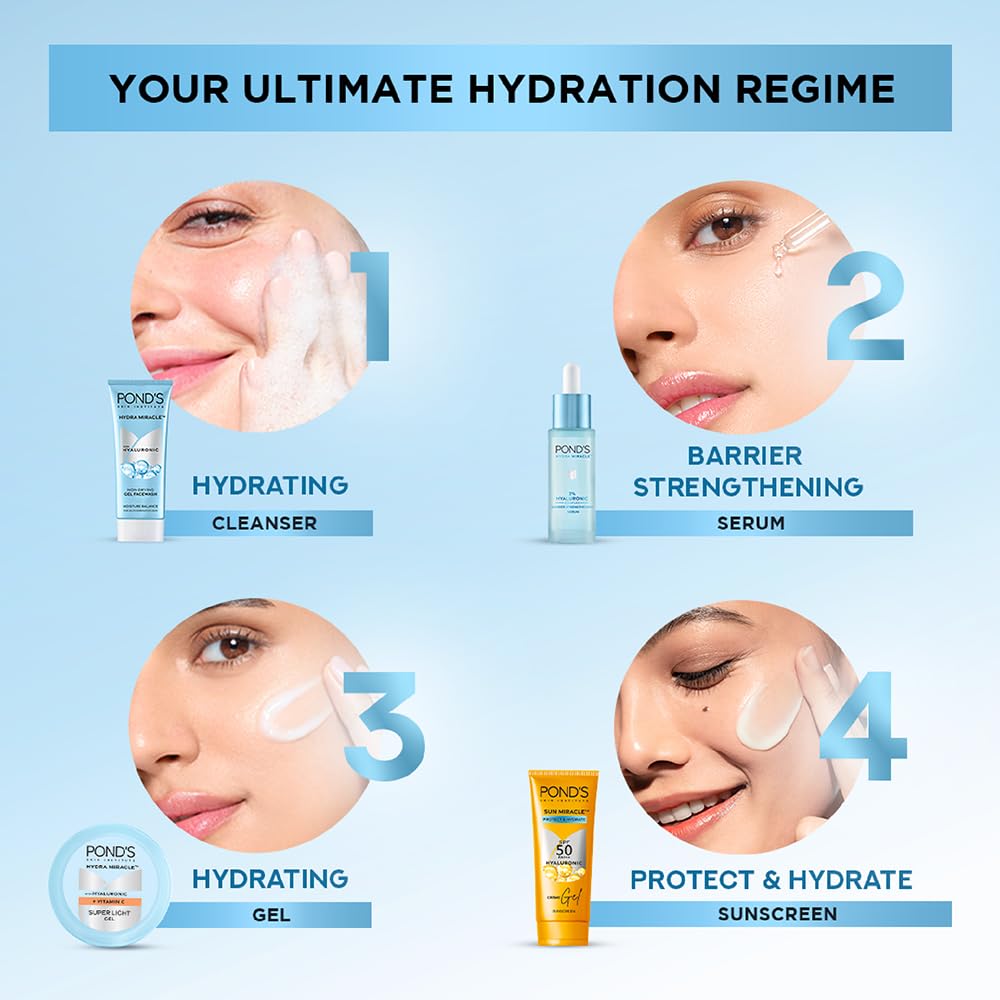 Ponds Hydra Miracle Super Light Gel With Hyaluronic Acid & Vitamin C - 100 gm